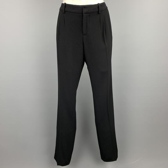 BALENCIAGA Size L Black Triacetate Blend Pleated Dress Pants - Picture 1 of 1